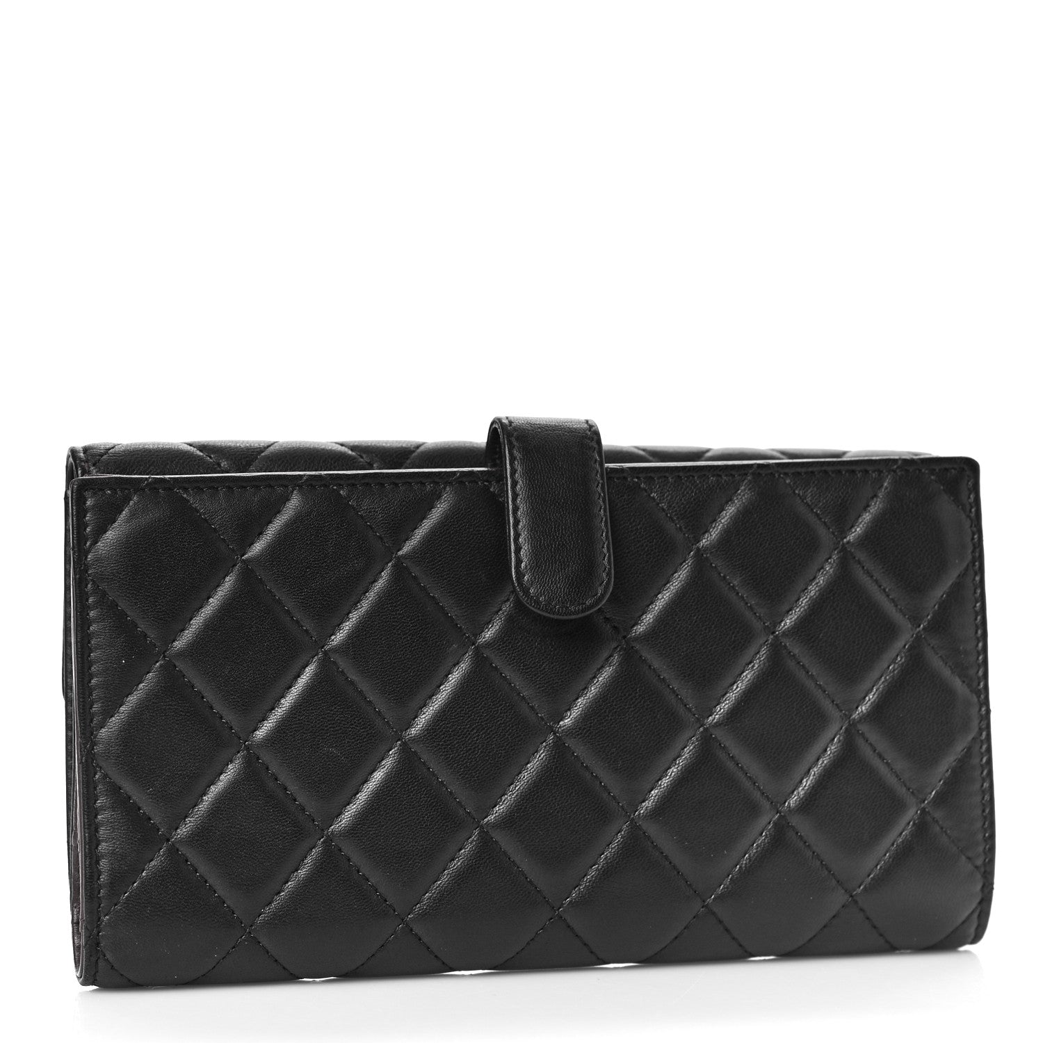 Chanel Lambskin Quilted Long Flap Wallet Black 3 of 11