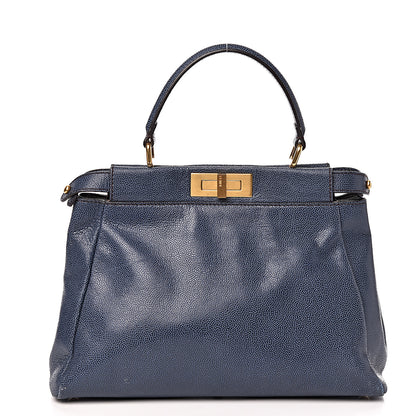Fendi Patent Medium Peekaboo Iconic Satchel Blue 1 of 13