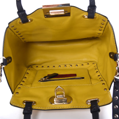 Valentino Garavani Vitello Mini Rockstud Tote Yellow Black 5 of 12