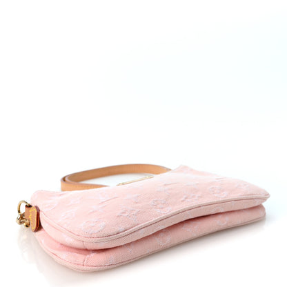 Louis Vuitton Monogram Denim Liv Pochette Washed Pink 3 of 9