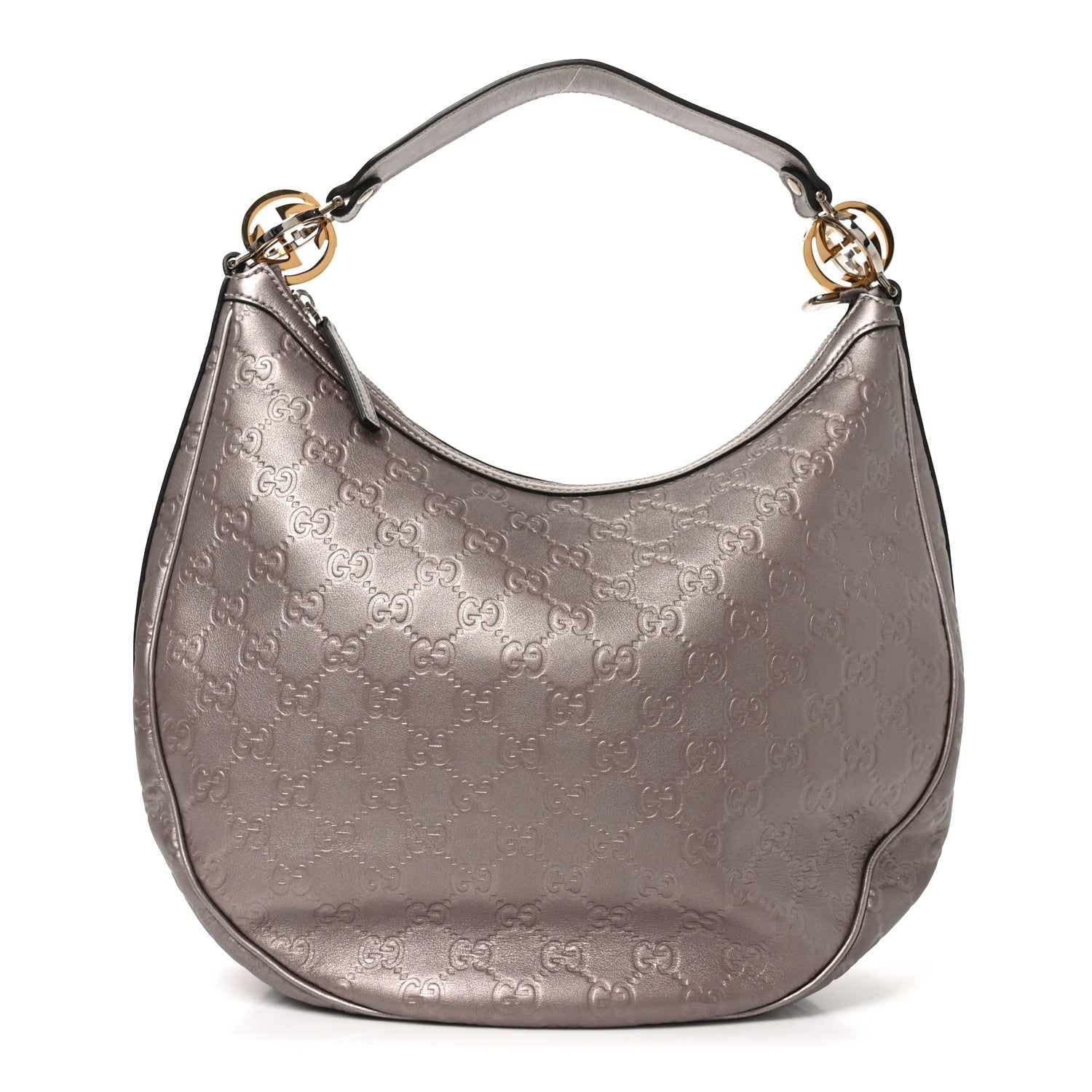 Gucci Metallic Guccissima Medium GG Twins Hobo Mauve 1 of 10