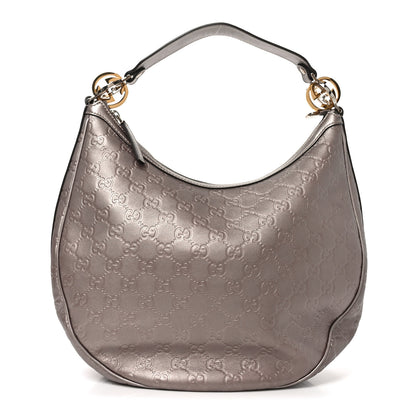 Gucci Metallic Guccissima Medium GG Twins Hobo Mauve 1 of 10