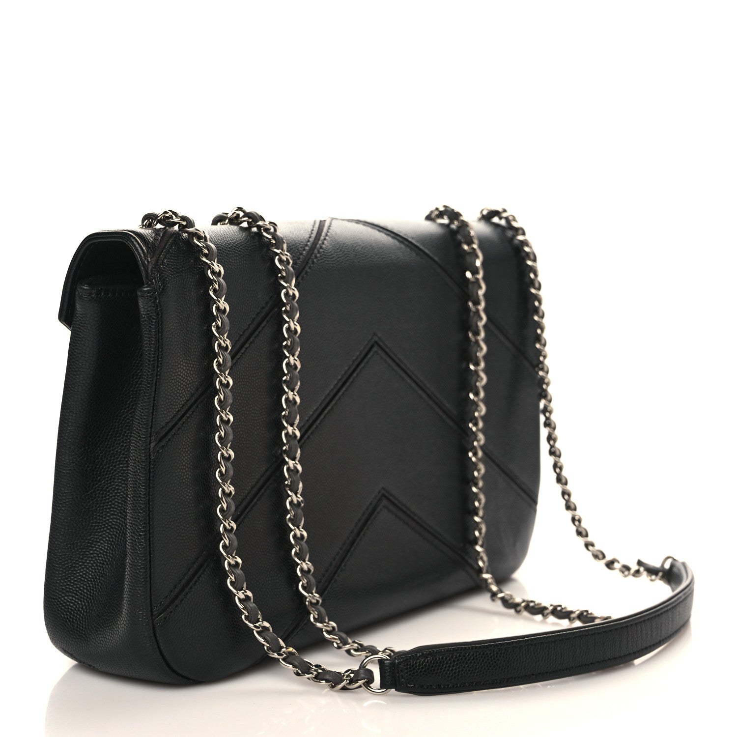 Chanel Caviar Macro Chevron Single Flap Black 3 of 9