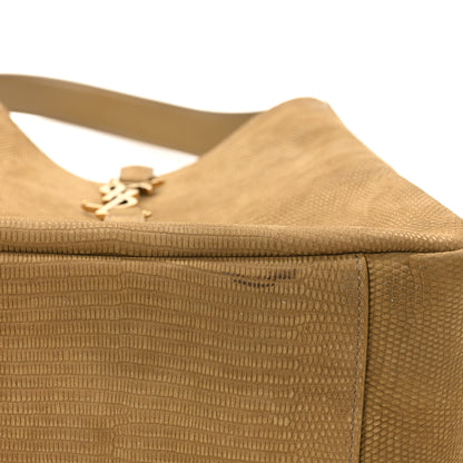 Saint Laurent Suede Lizard Embossed Small Le 5 A 7 Soft Hobo Dark Pistachio 10 of 11