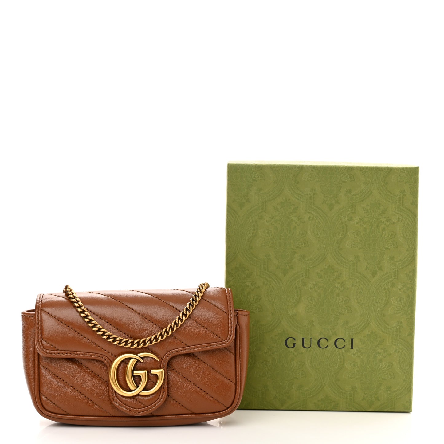 Azalea Calfskin Matelasse Diagonal Super Mini GG Marmont Shoulder Bag Cuir