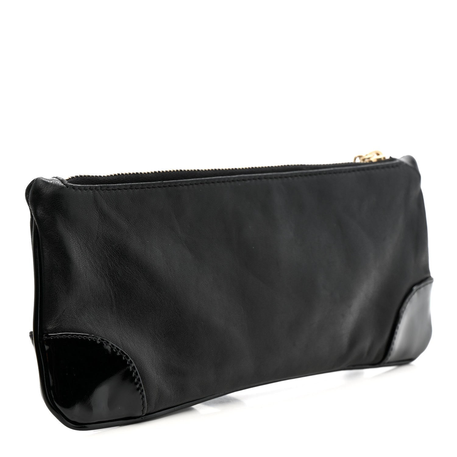 Chanel Lambskin Patent Camellia Wristlet Black 5 of 13