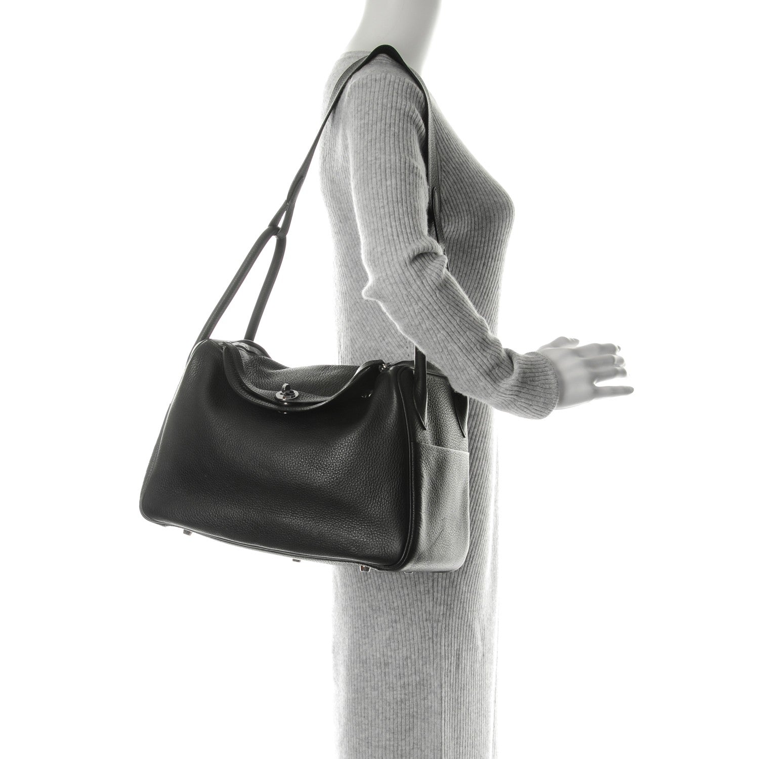 Hermes Taurillon Clemence Lindy 34 Black 2 of 7