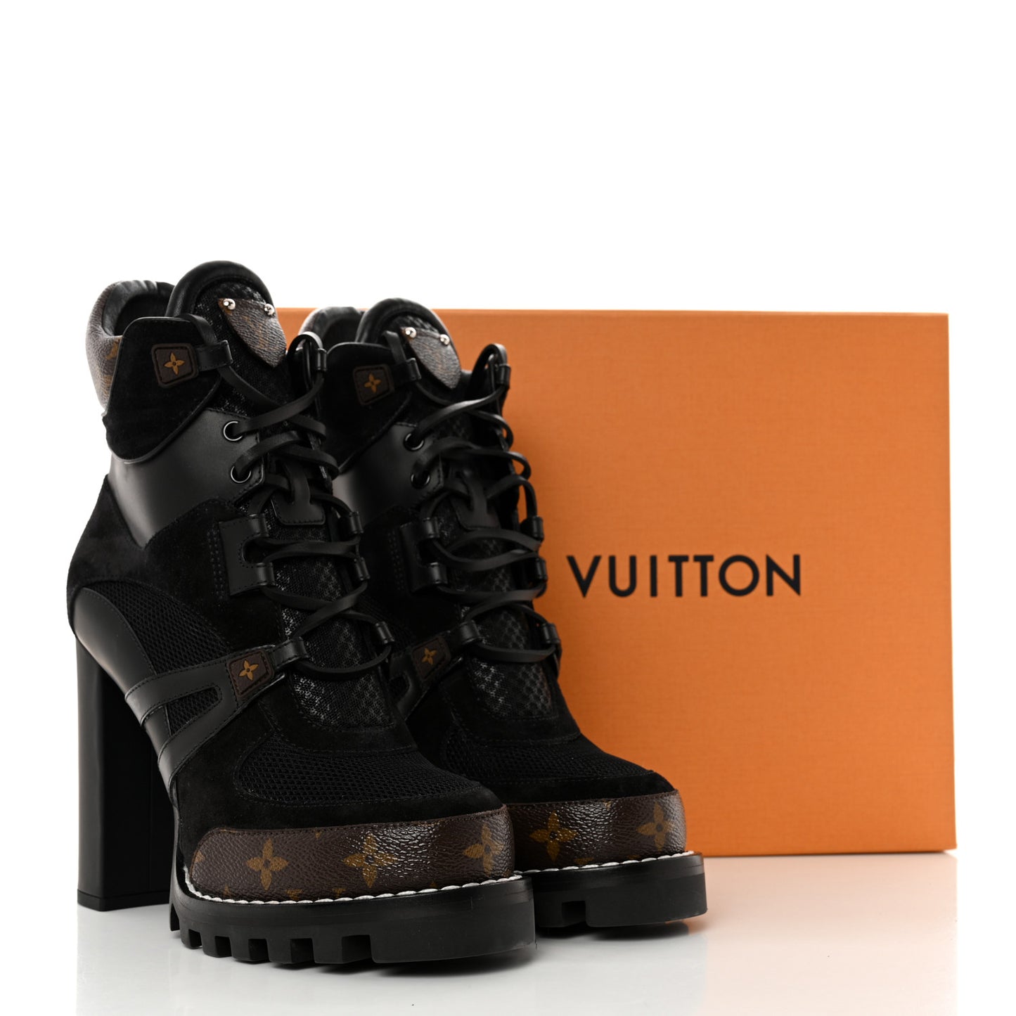 Suede Calfskin Monogram Star Trail Ankle Boots 40 Black