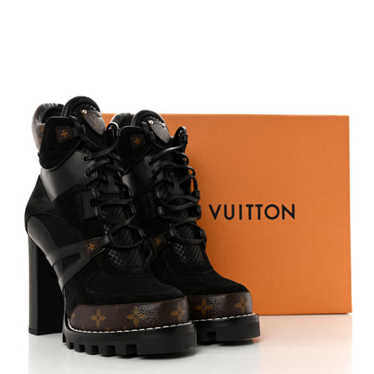 Louis Vuitton Suede Calfskin Monogram Star Trail Ankle Boots 40 Black 7 of 7