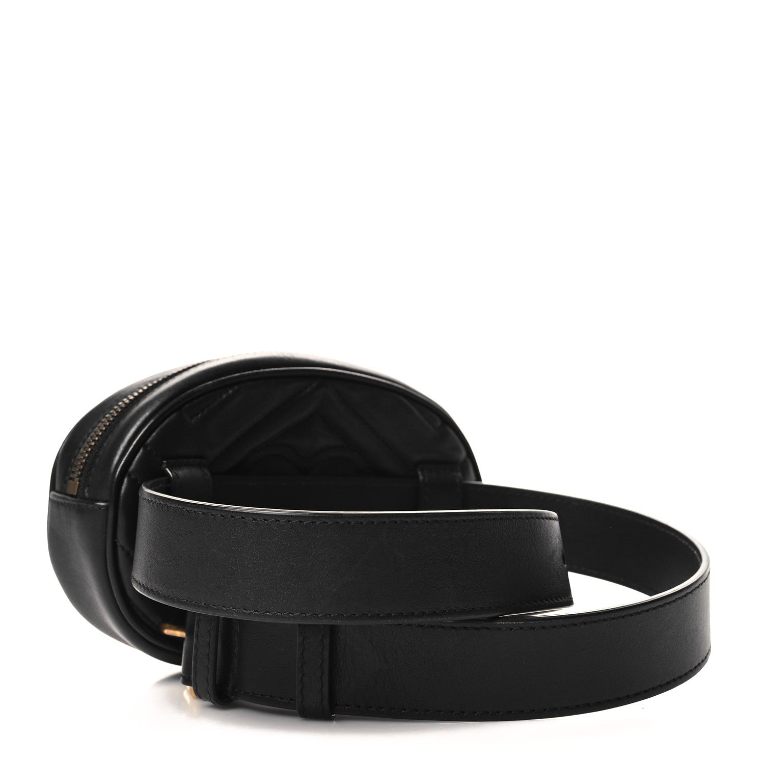Gucci Calfskin Matelasse GG Marmont Belt Bag 85 34 Black 2 of 10