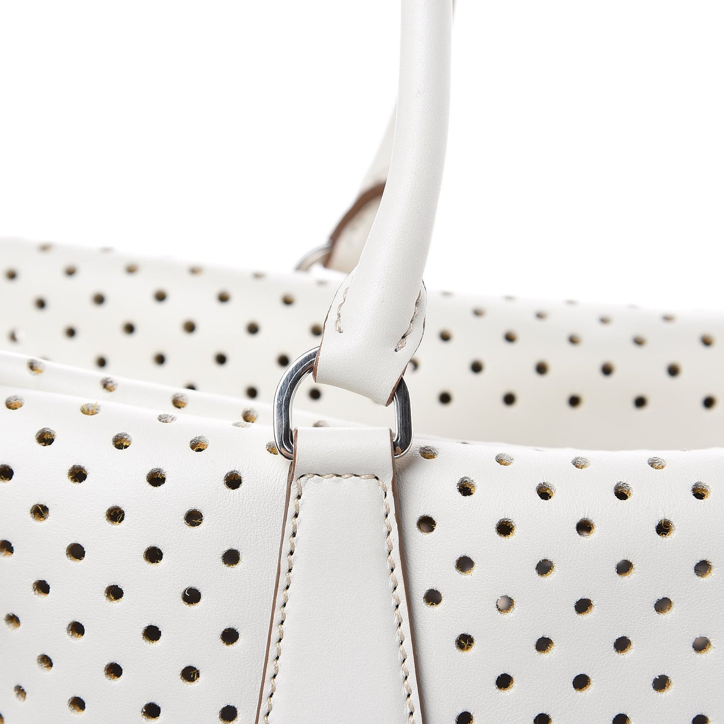 City Calfskin Perforated Zip Around Tote Talco Mimosa