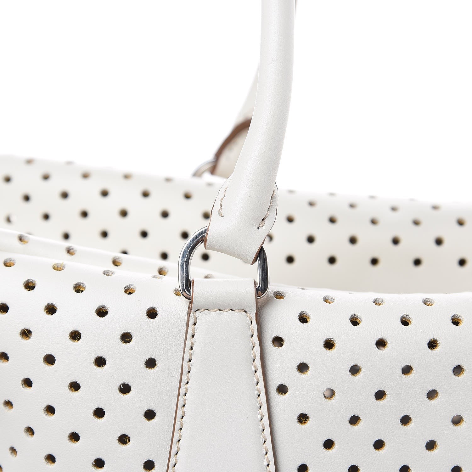 Prada City Calfskin Perforated Zip Around Tote Talco Mimosa 10 of 13