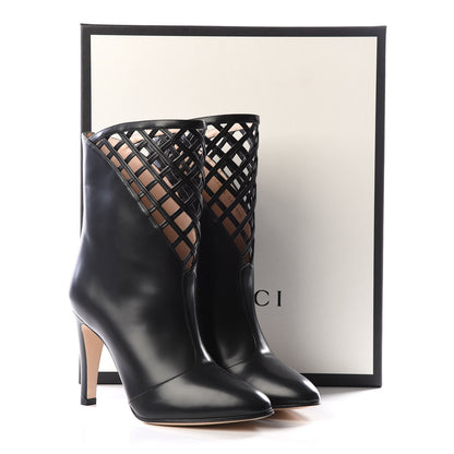 Gucci Plume Calfskin Damir Lattice Cutout Boots 37.5 Black 9 of 9