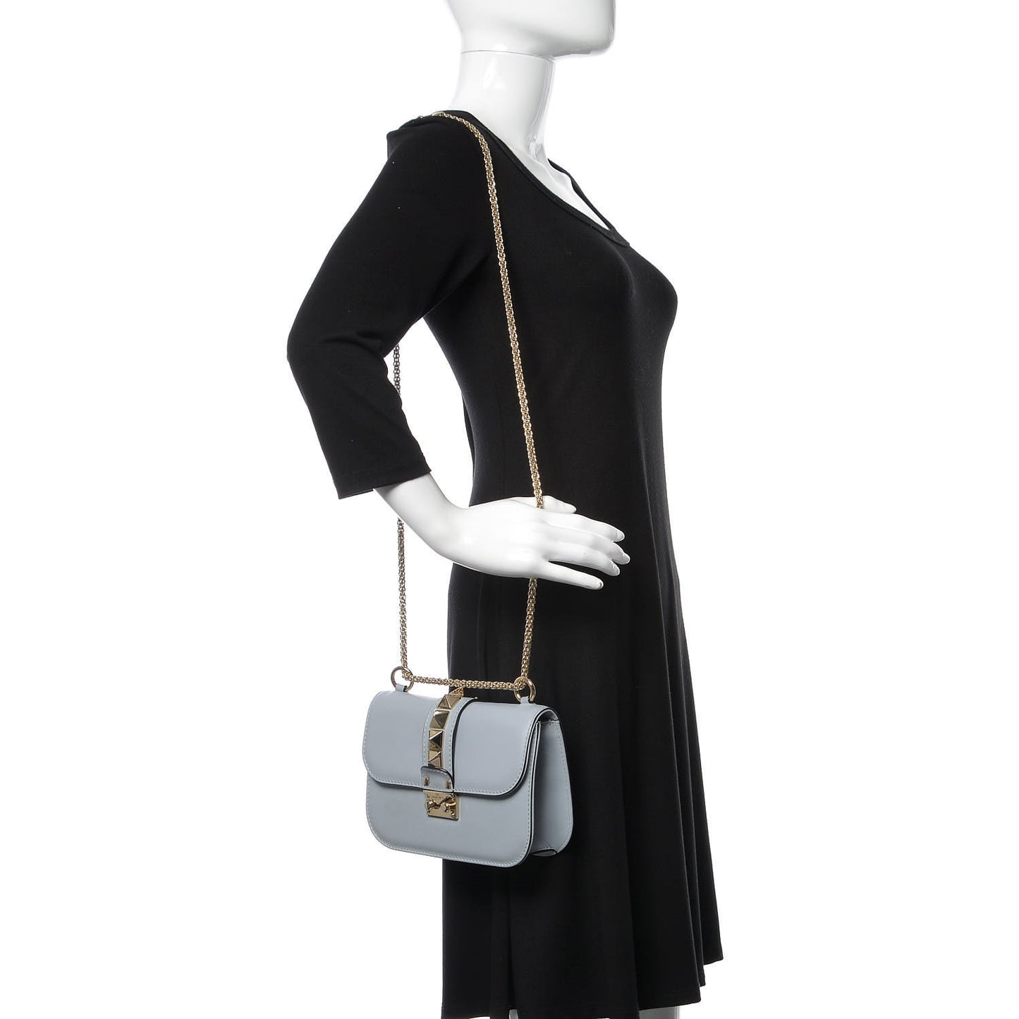 Vitello Small Glam Lock Rockstud Flap Water Sky