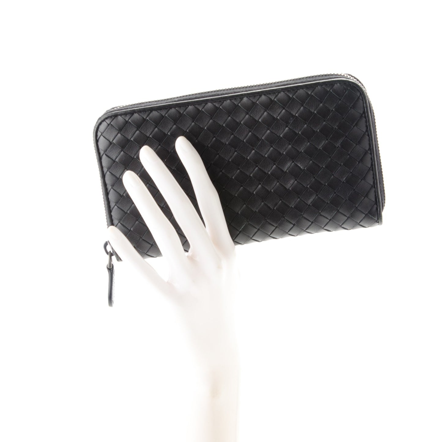 Nappa Intrecciato Zip Around Wallet Black