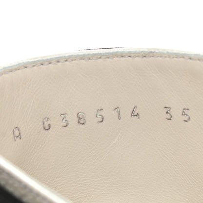 Chanel Pearly Calfskin Patent Calfskin Quilted Lace Up Boots 35 White Light Gray Black 8 of 9