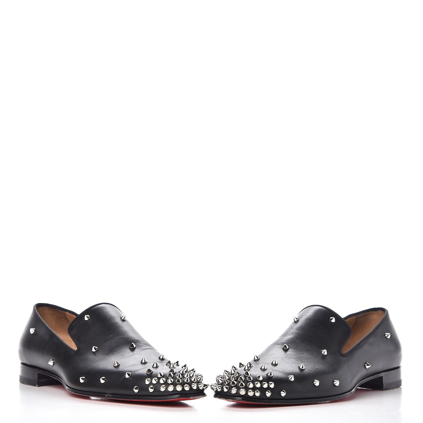 Calfskin Spikes Degra Flat Loafers 42 Black