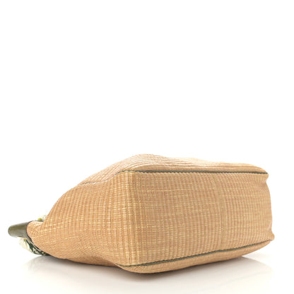 Gucci Natural Straw Ayers Snakeskin Positano Tote 5 of 12