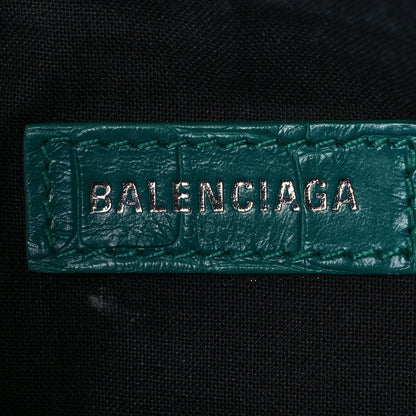 Balenciaga Extra Supple Calfskin Crystal Crocodile Embossed Le Cagole Shoulder Bag XS Jade 7 of 9