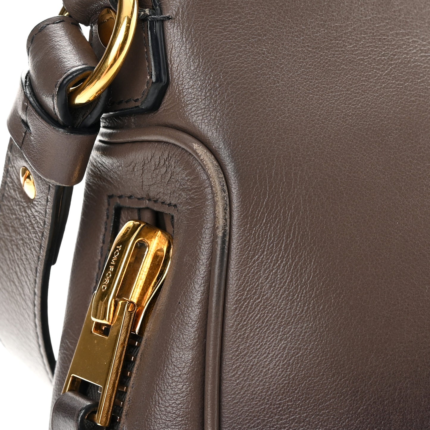 Grained Calfskin Medium Shaded Jennifer Crossbody Bag Brown