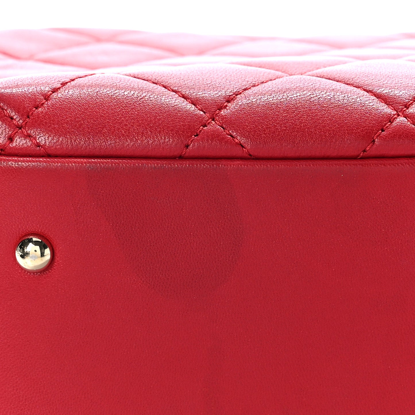 Lambskin Quilted Small Trendy CC Bowling Bag Red