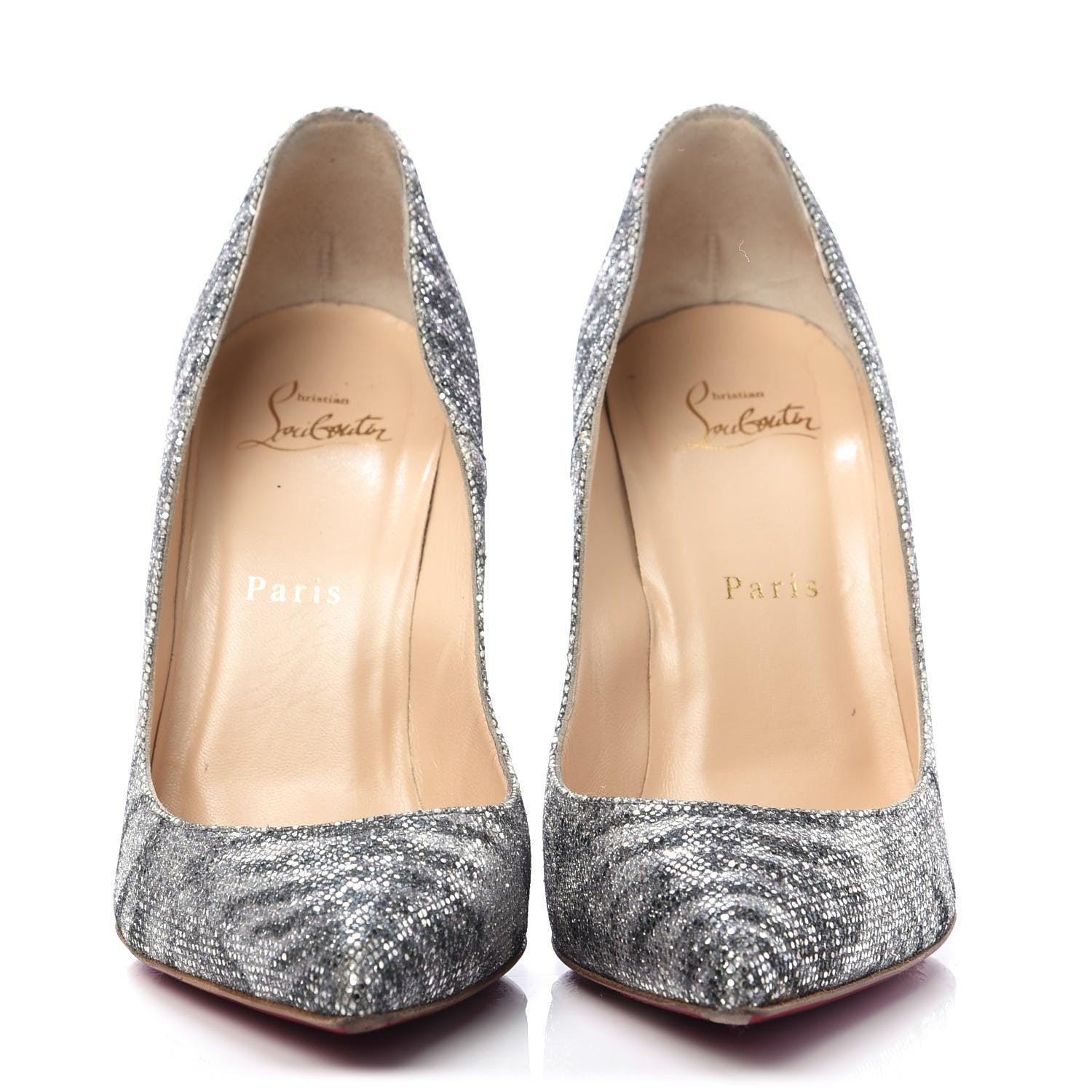 Christian Louboutin Glitter Sirene Pigalle Follies 100 Pumps 39 Silver 2 of 10