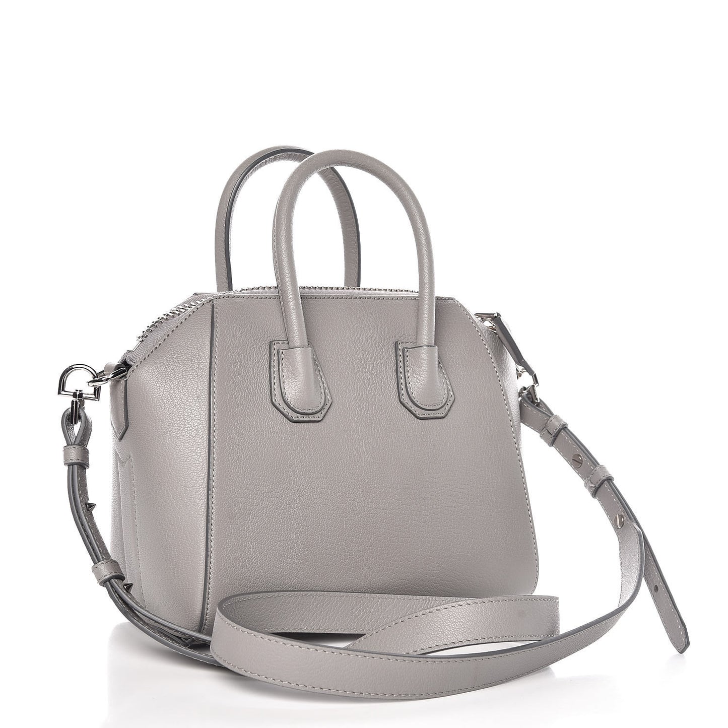 Sugar Goatskin Mini Antigona Pearl Grey