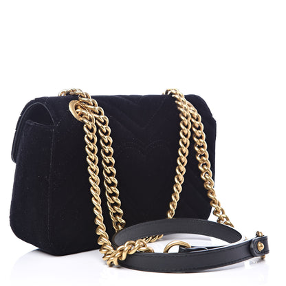 Gucci Velvet Matelasse Mini GG Marmont Shoulder Bag Black 4 of 12
