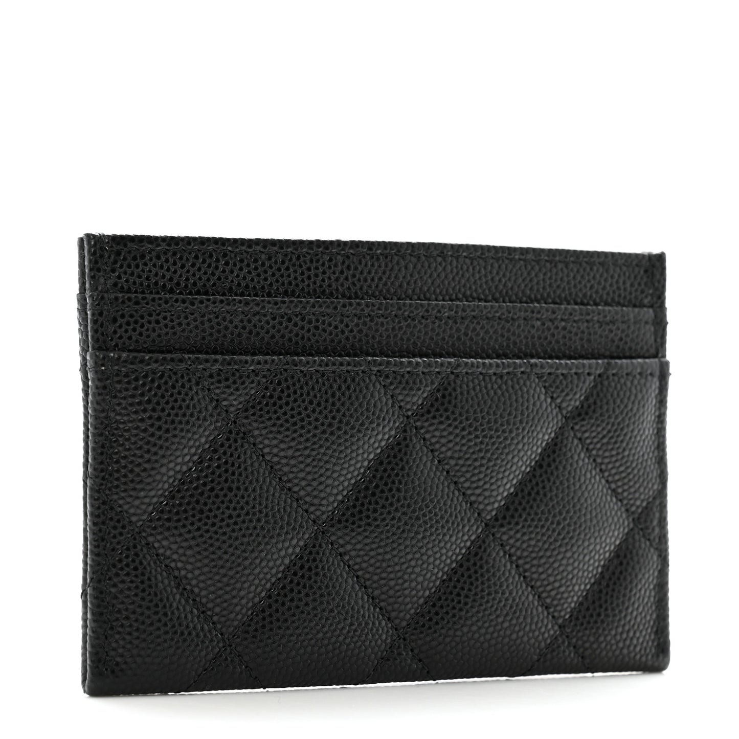 Caviar Quilted Crystal Card Holder Black