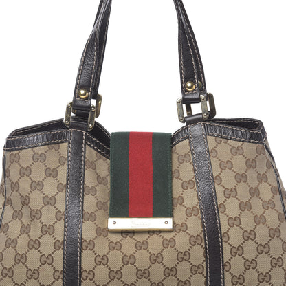 Gucci Monogram New Ladies Web Tote Dark Brown 13 of 22