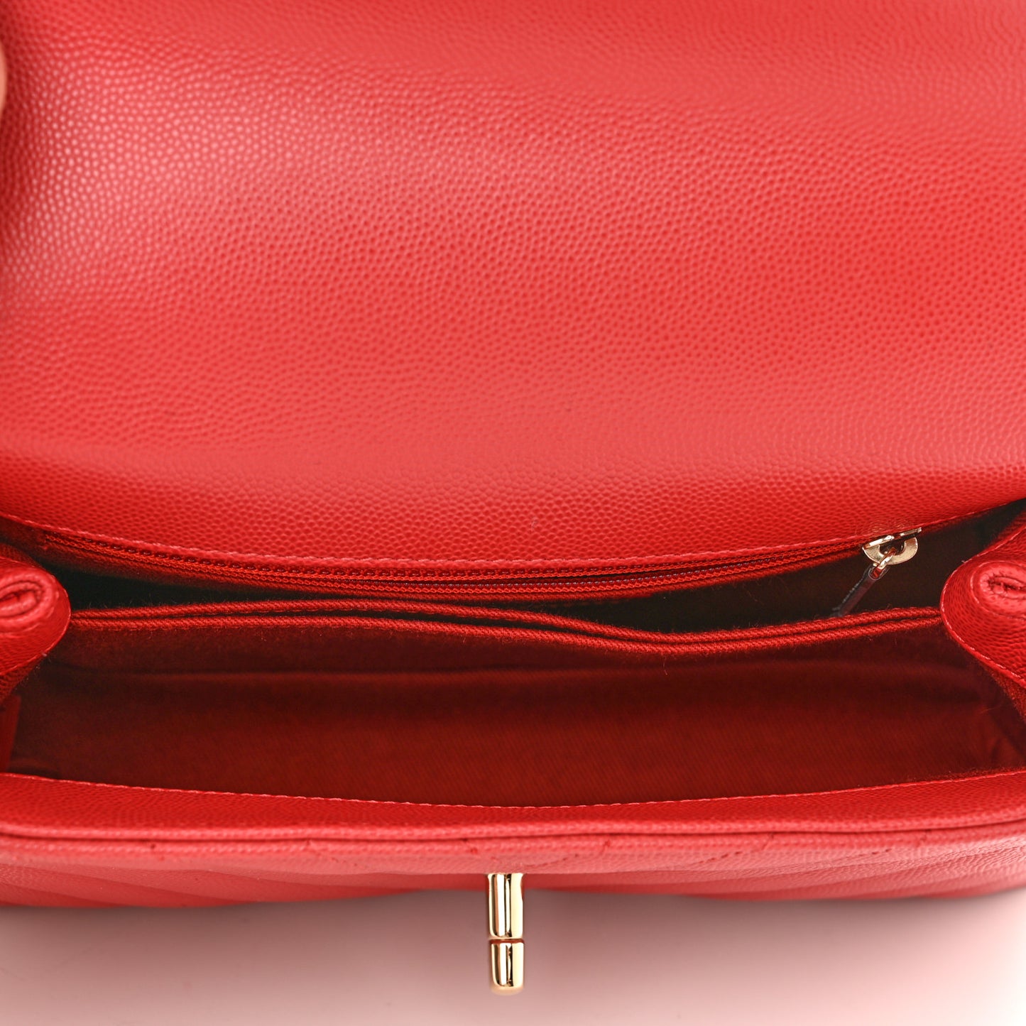 Caviar Chevron Quilted Mini Coco Handle Flap Red