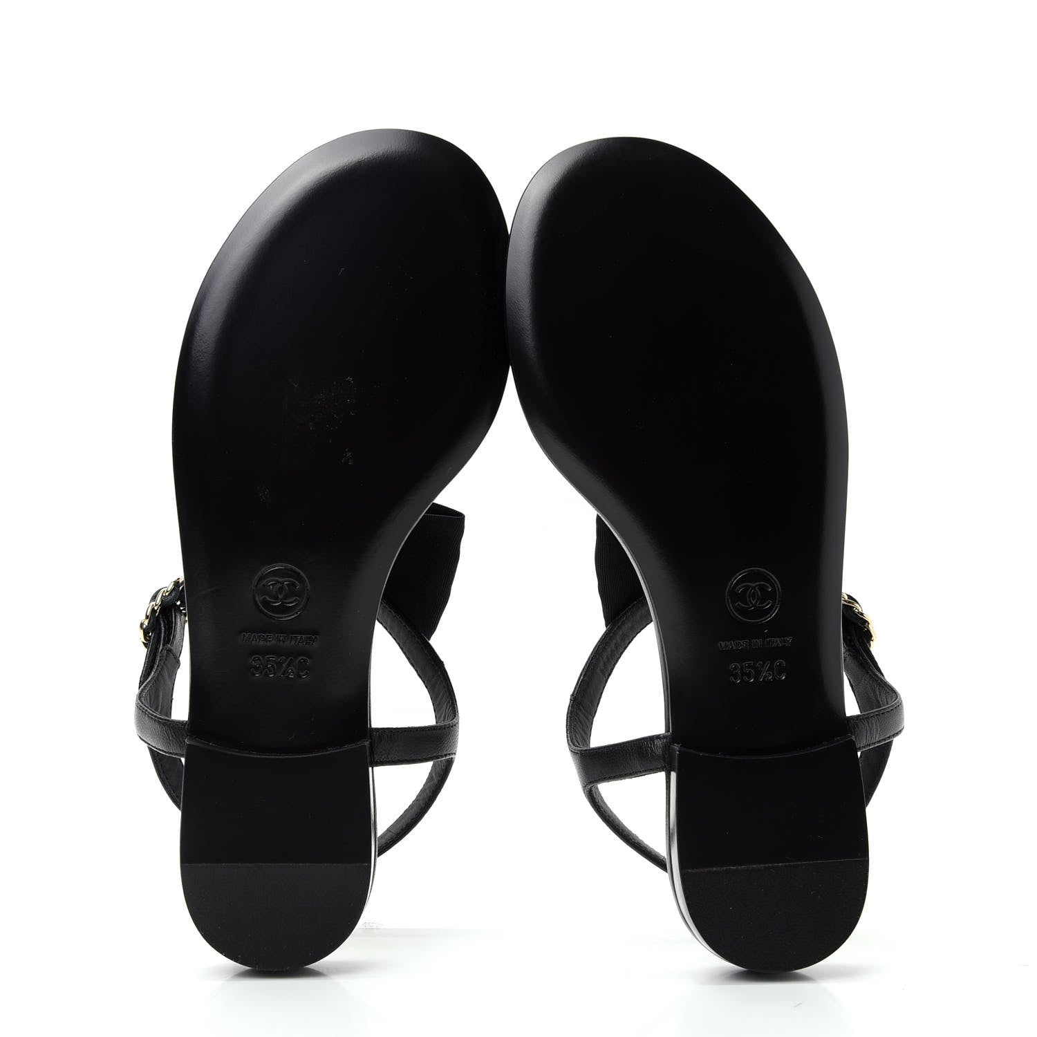 Chanel Lambskin Crystal Chain CC Logo Thong Sandals 35.5 Black 6 of 10