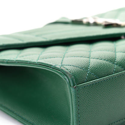 Saint Laurent Grain De Poudre Textured Mixed Matelasse Triquilt Medium Monogram Satchel Green 6 of 9