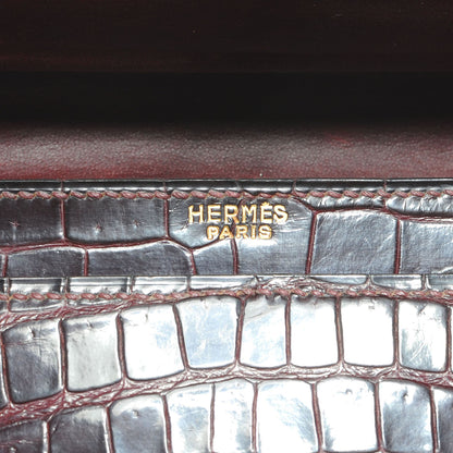 Hermes Porosus Crocodile Sac Chaine d Ancre Bordeaux 6 of 6
