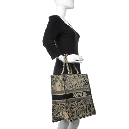 Christian Dior Canvas Embroidered Large Dioriviera Toile De Jouy Book Tote Black 2 of 8