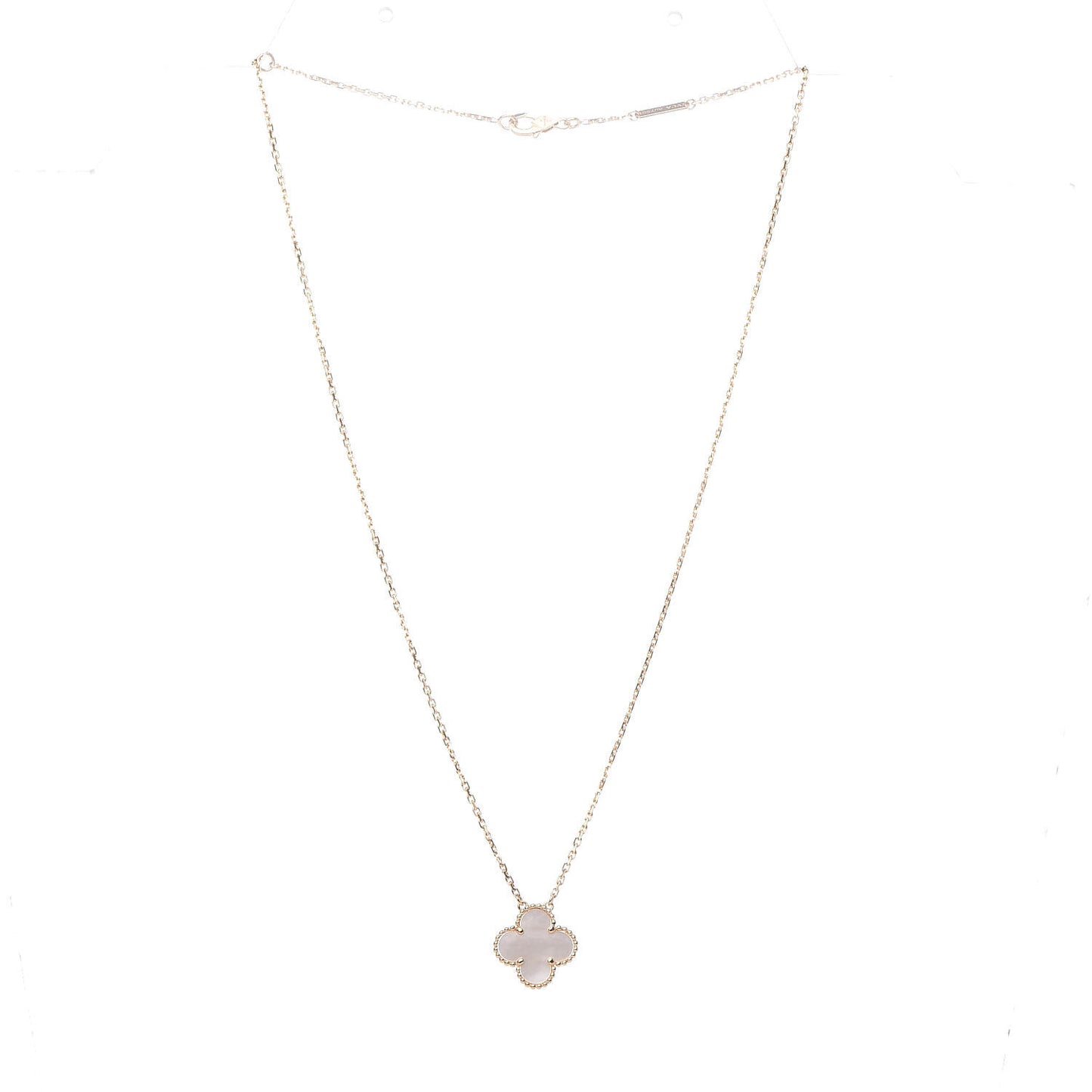 18K Yellow Gold Mother of Pearl Vintage Alhambra Pendant Necklace