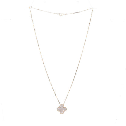Van Cleef & Arpels 18K Yellow Gold Mother of Pearl Vintage Alhambra Pendant Necklace 3 of 8