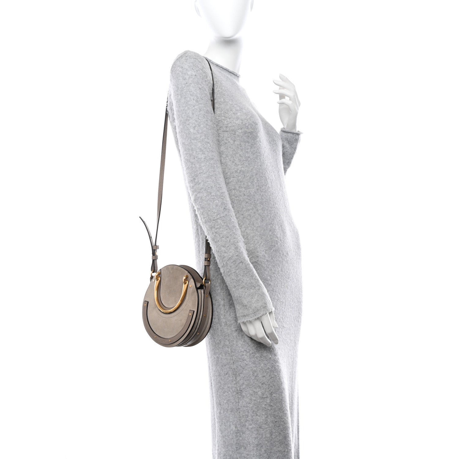 Chloe Calfskin Suede Small Pixie Bag Motty Grey 2 of 10
