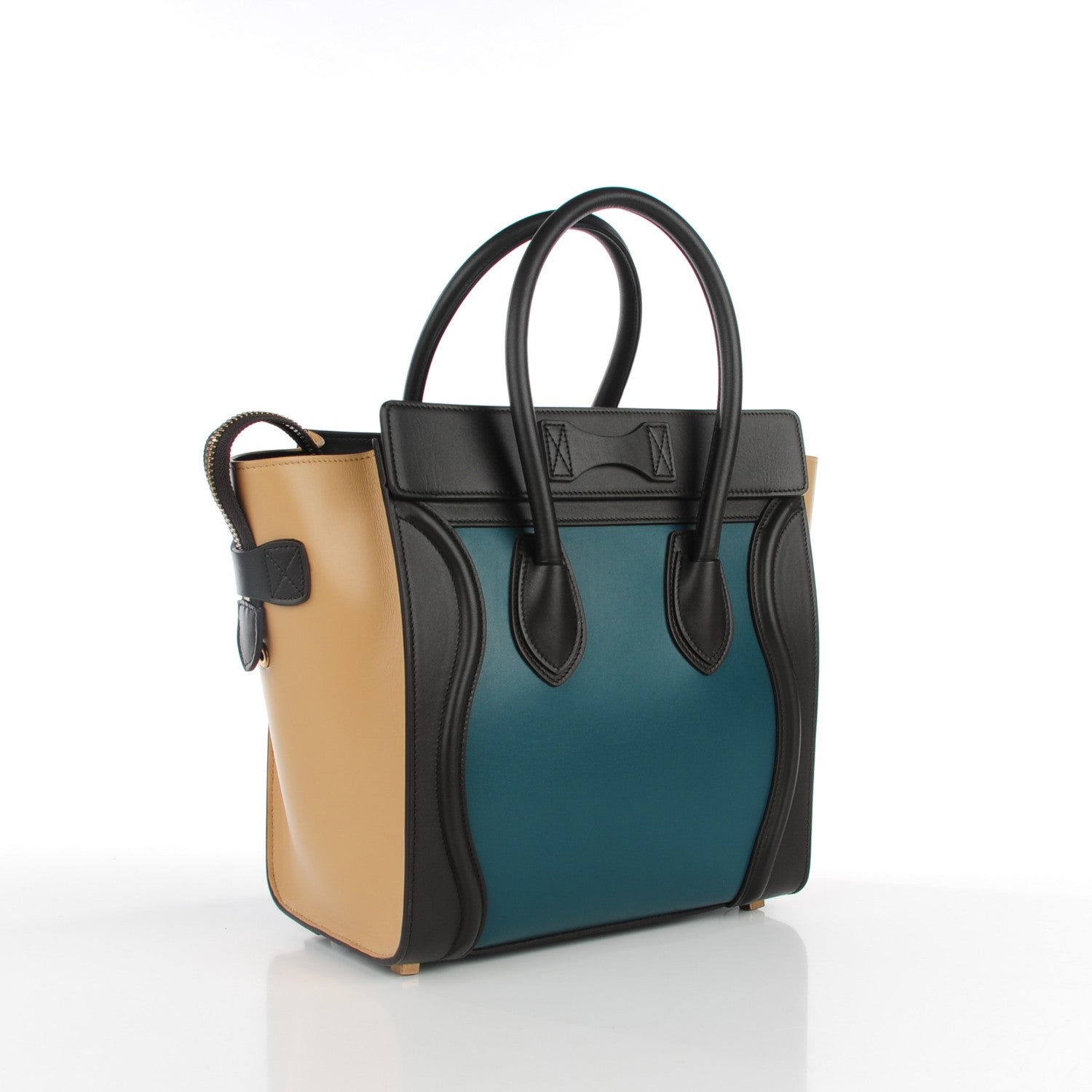 Celine Satin Calfskin Micro Tri-Color Luggage Peacock 3 of 8