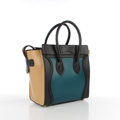 Celine Satin Calfskin Micro Tri-Color Luggage Peacock 3 of 8