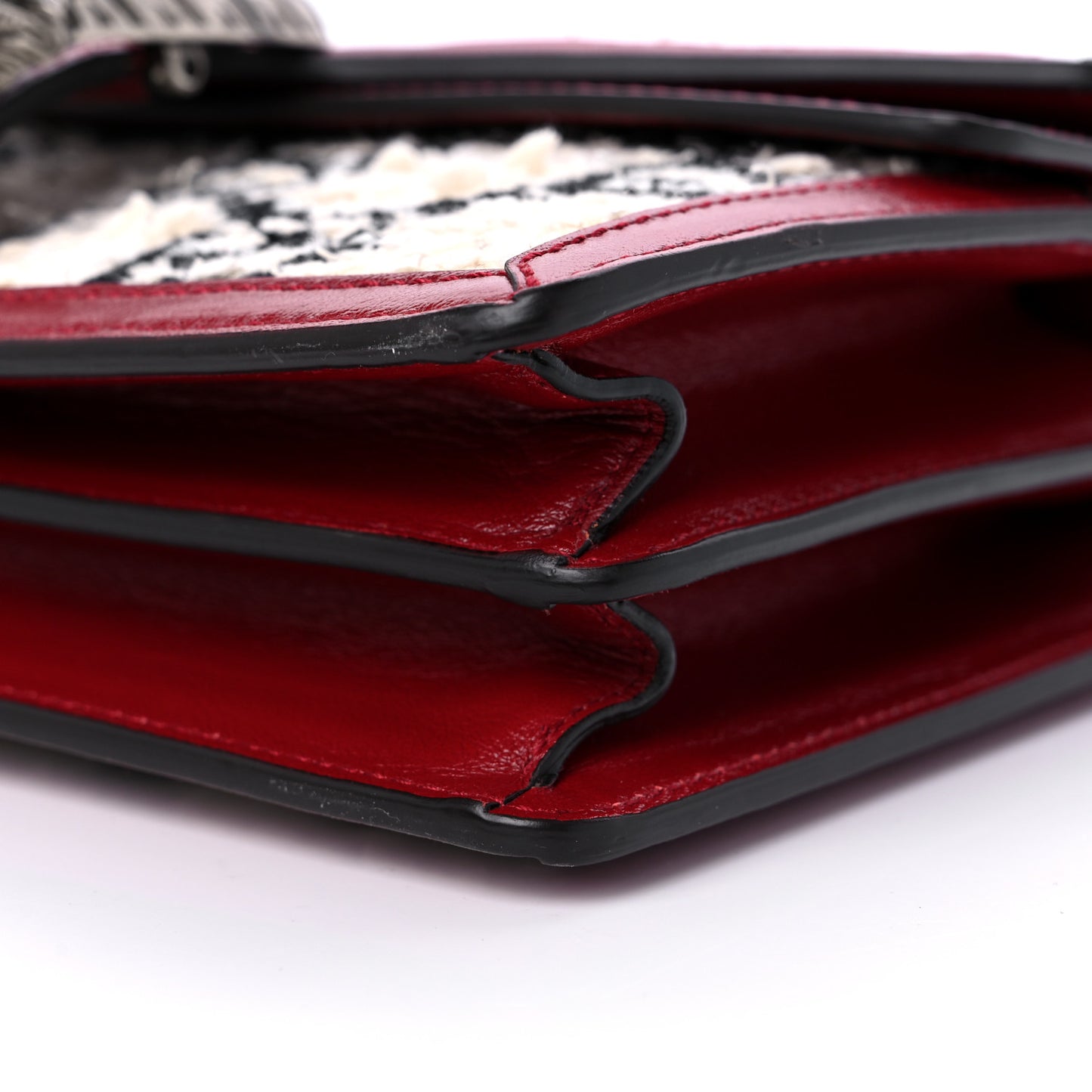 Tweed GG Monogram Small Dionysus Shoulder Bag White Black Romantic Cherry