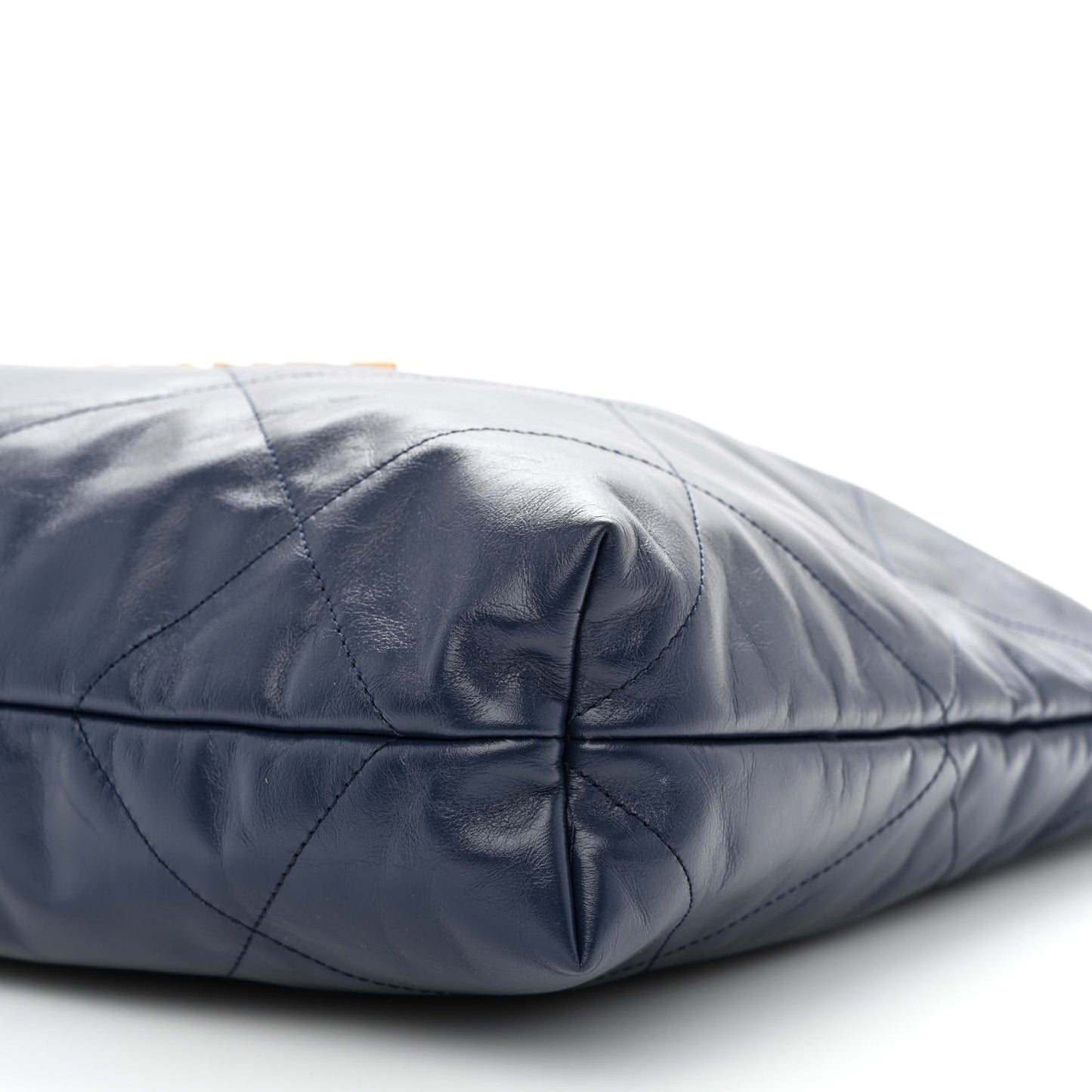 Shiny Calfskin Quilted Chanel 22 Navy Blue