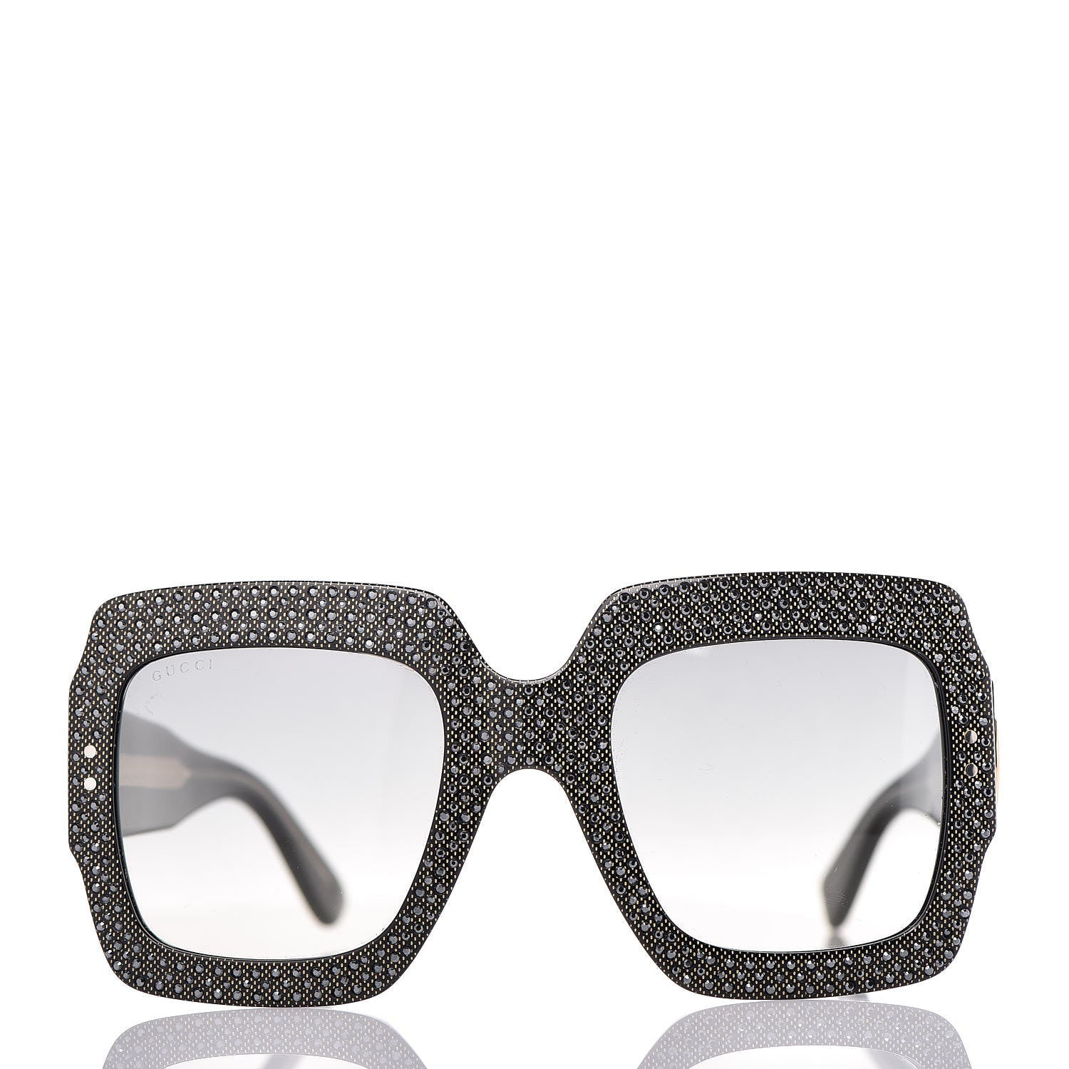Gucci Crystal Square Frame Sunglasses GG0048S Black 2 of 7