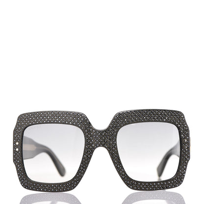 Gucci Crystal Square Frame Sunglasses GG0048S Black 2 of 7