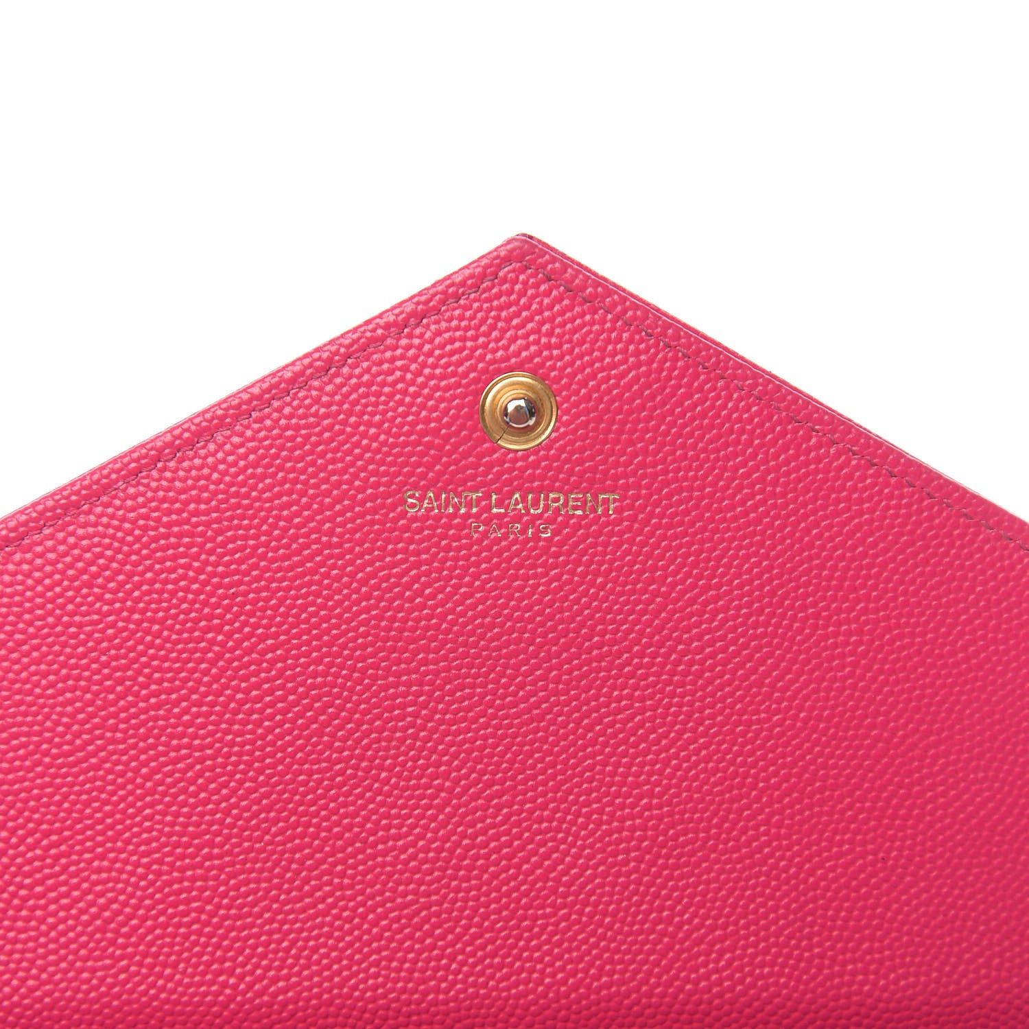 Saint Laurent Grain De Poudre Matelasse Chevron Monogram Chain Wallet Hot Pink 5 of 10