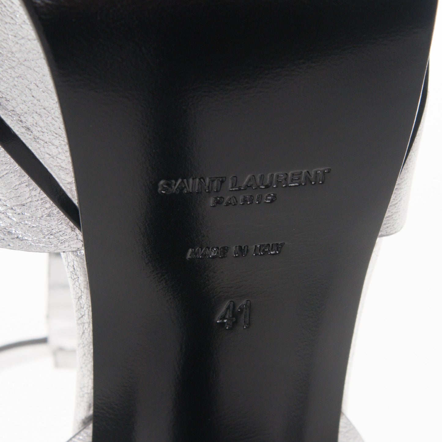Metallic Calfskin Tribute 105 Platform Sandals 41 Argento
