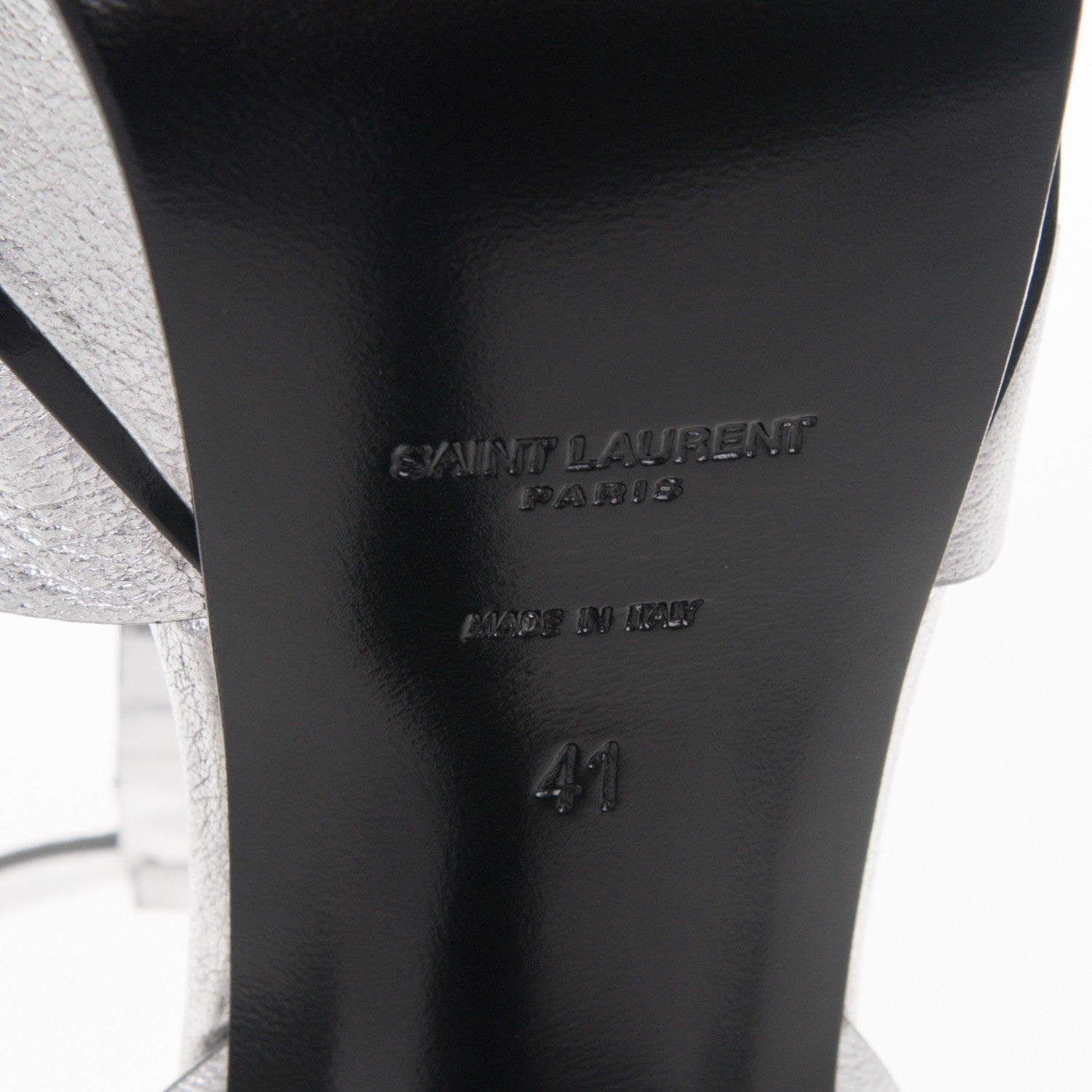 Saint Laurent Metallic Calfskin Tribute 105 Platform Sandals 41 Argento 5 of 8