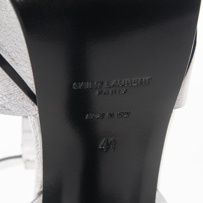 Saint Laurent Metallic Calfskin Tribute 105 Platform Sandals 41 Argento 5 of 8