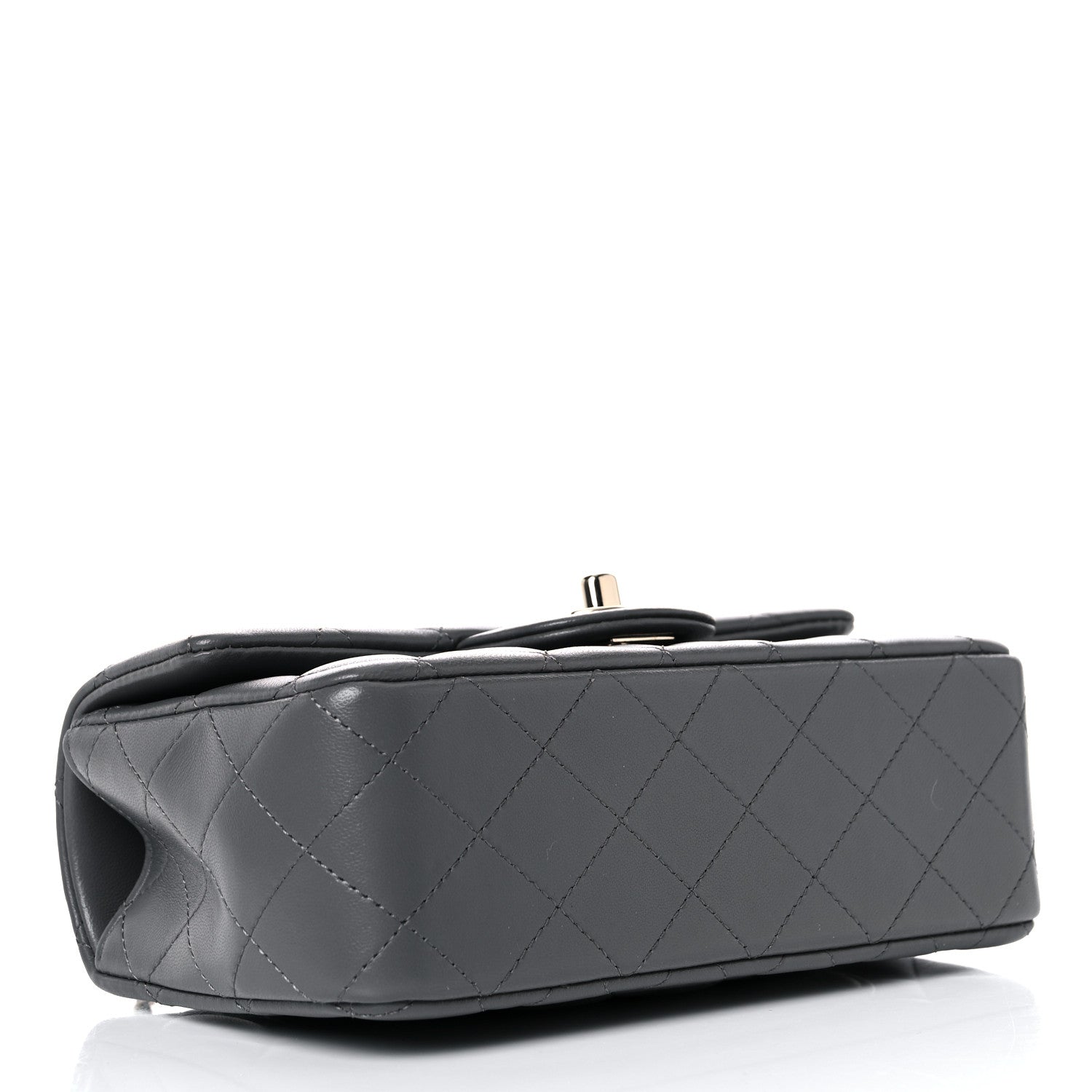 Chanel Lambskin Quilted Mini Top Handle Rectangular Flap Dark Grey 4 of 11