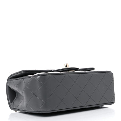 Chanel Lambskin Quilted Mini Top Handle Rectangular Flap Dark Grey 4 of 11
